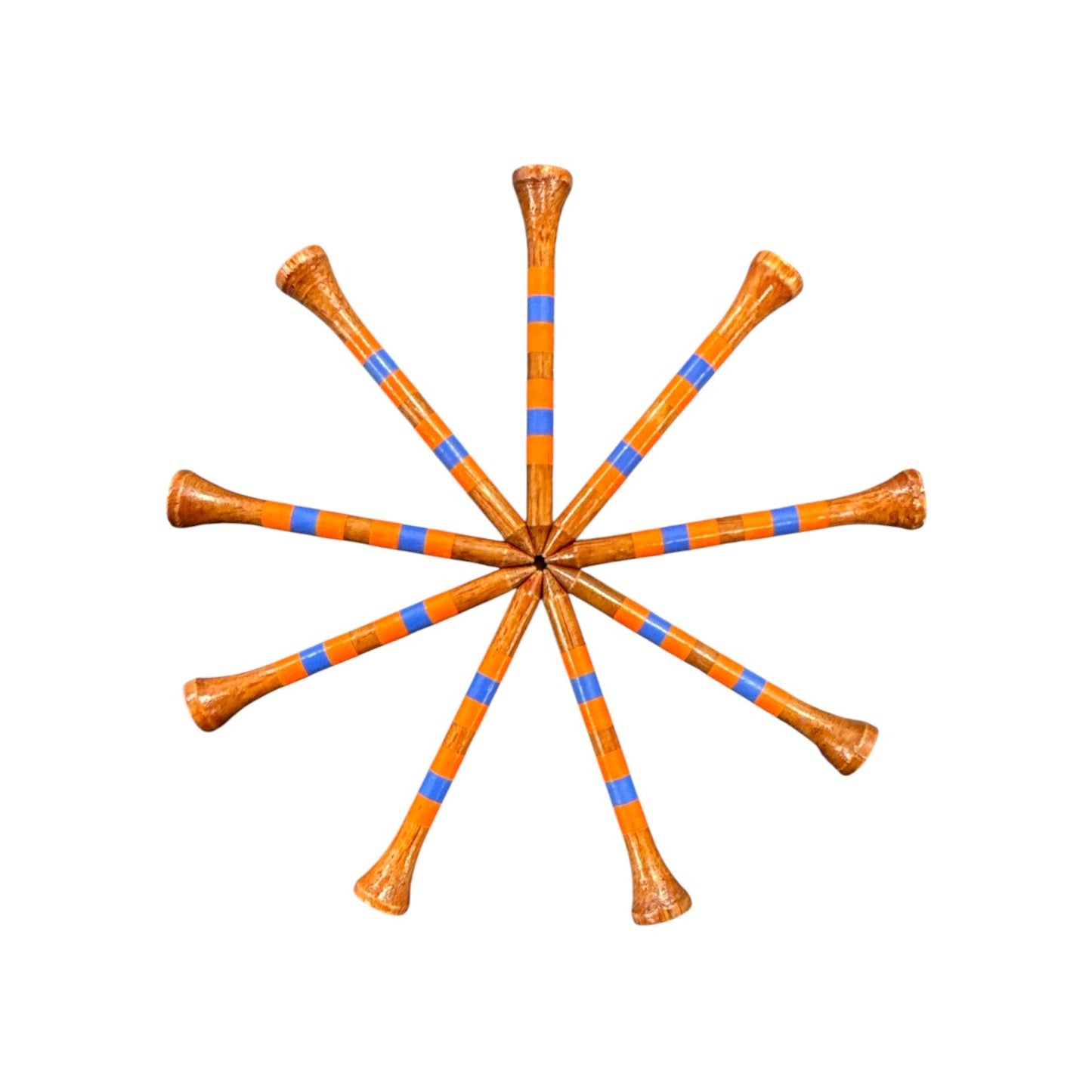 Orange Blue Stripe Premium Wooden Golf Tees | 2 3/4” Standard Size | 45 Pack Set | Durable Painted Wood Tees | Unique Designs
