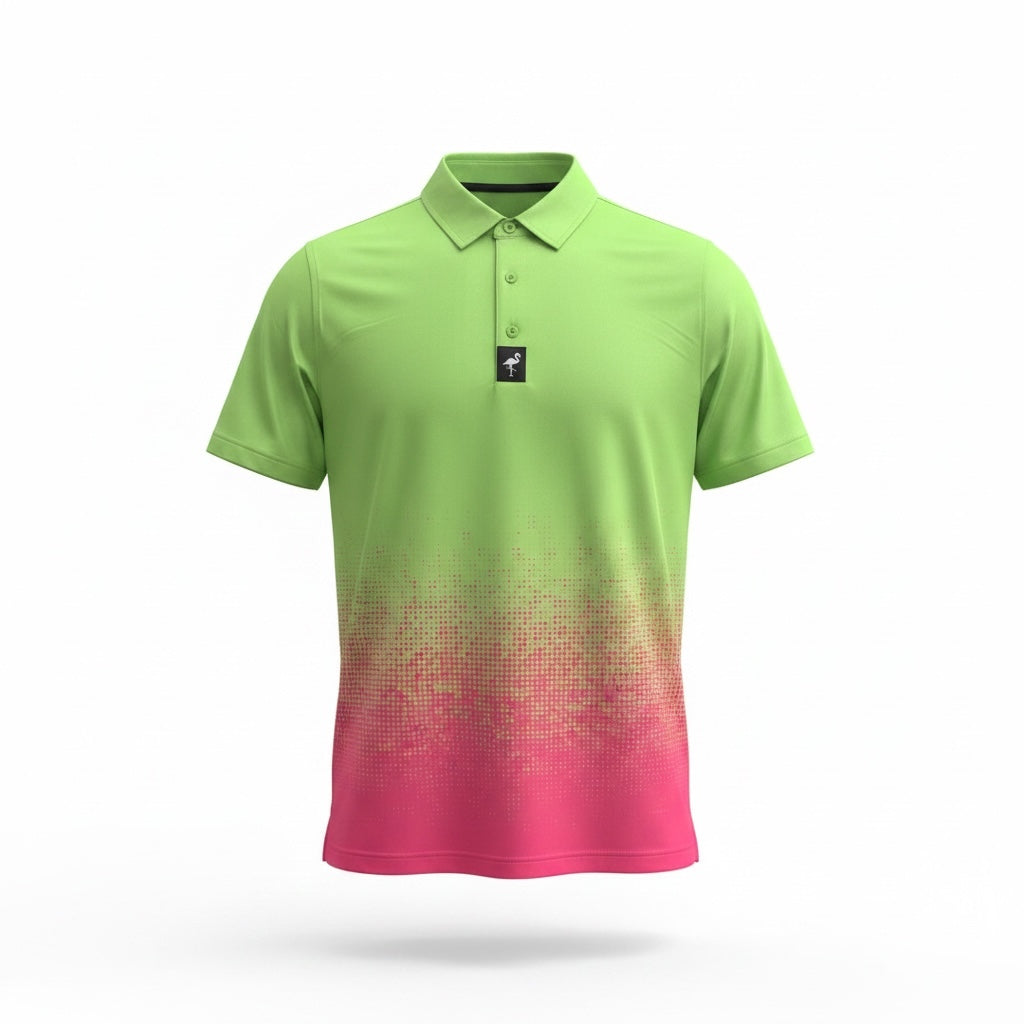 Men's Watermelon Sunset Golf Polo | Performance Stretch Golf Shirt | Moisture-Wicking Athletic Polo
