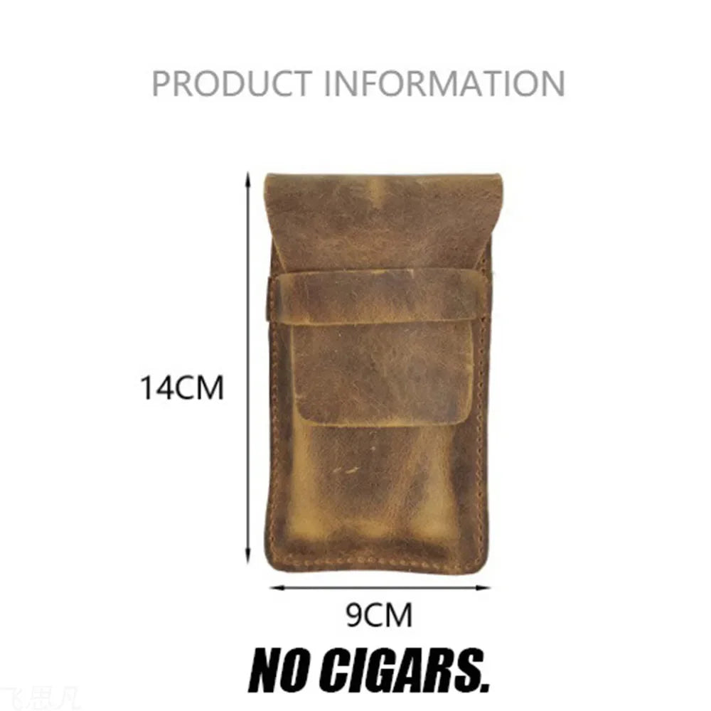 Leather Cigar Case Bag for 3 Cigars – Portable and Elegant Smoking Accessory