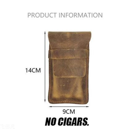 Leather Cigar Case Bag for 3 Cigars – Portable and Elegant Smoking Accessory