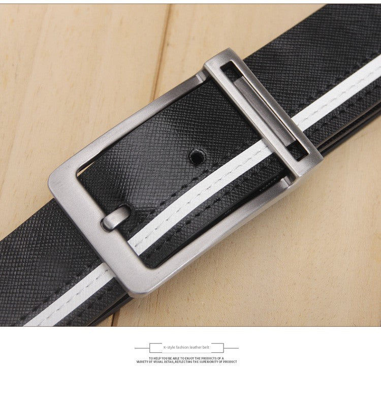 Men's Leather White Casual Belt K-style Golf