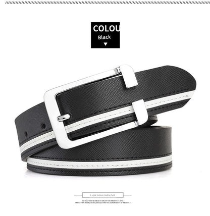 Men's Leather White Casual Belt K-style Golf