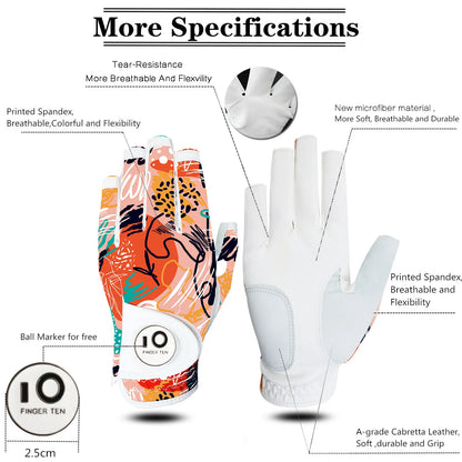 Women’s All-Weather Golf Glove with Ball Marker – Stylish Half-Finger Design