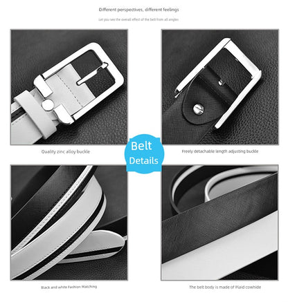 Men's Leather White Casual Belt K-style Golf