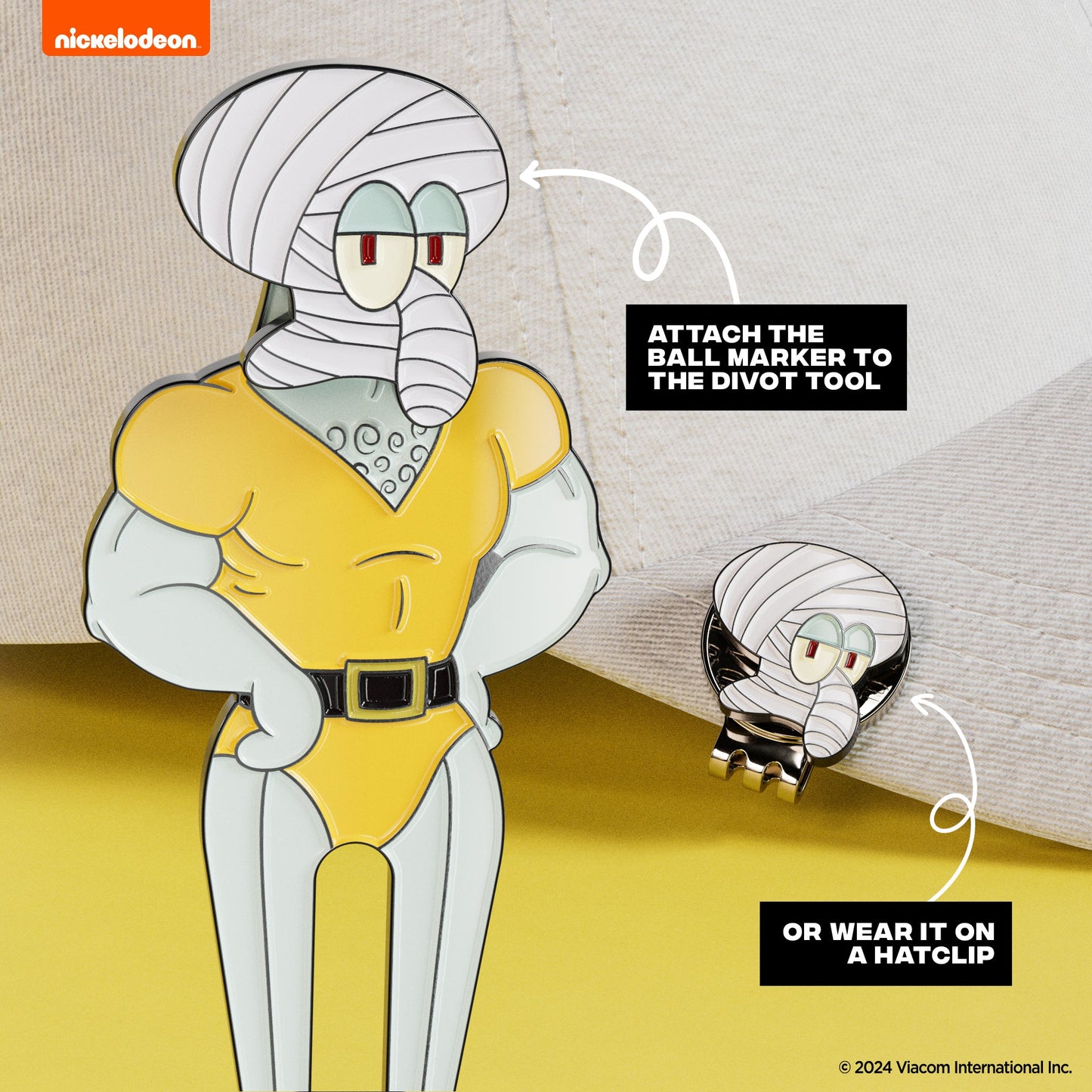 Handsome Squidward Divot Tool with attachable bandage ball marker