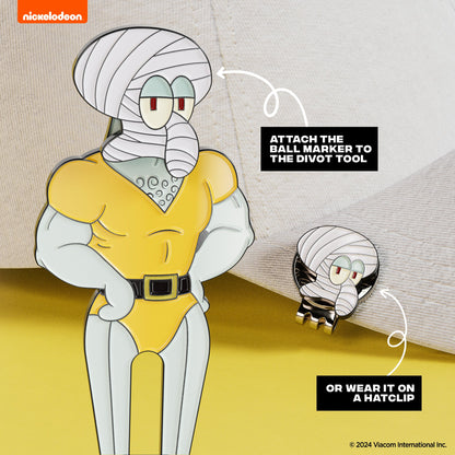 Handsome Squidward Divot Tool with attachable bandage ball marker