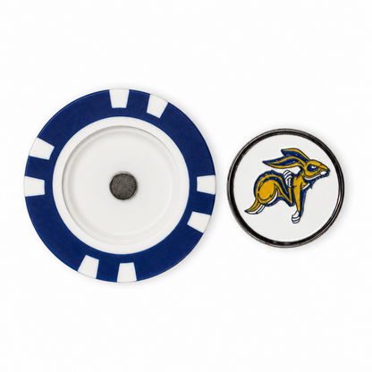 South Dakota State poker chip and reverse Jackrabbits marker