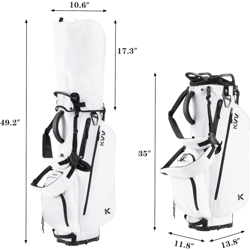 Lightweight Golf Stand Bag with 7 Way Full-Length Dividers, 5 Zippered Pockets, Automatically Adjustable Dual Straps