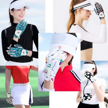 Women’s All-Weather Golf Glove with Ball Marker – Stylish Half-Finger Design