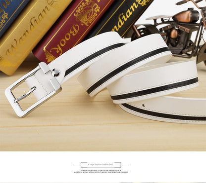 Men's Leather White Casual Belt K-style Golf