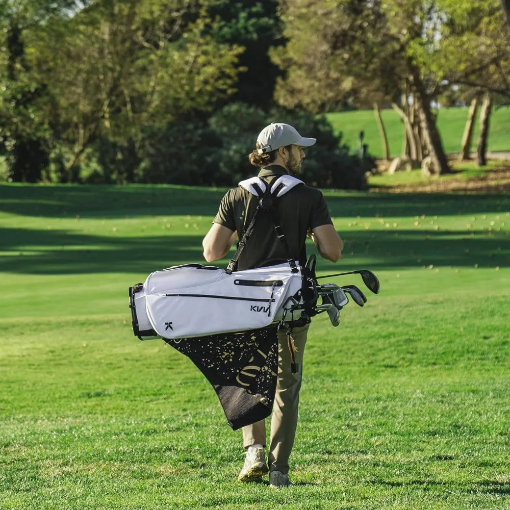 Lightweight Golf Stand Bag with 7 Way Full-Length Dividers, 5 Zippered Pockets, Automatically Adjustable Dual Straps