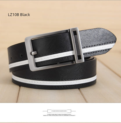 Men's Leather White Casual Belt K-style Golf