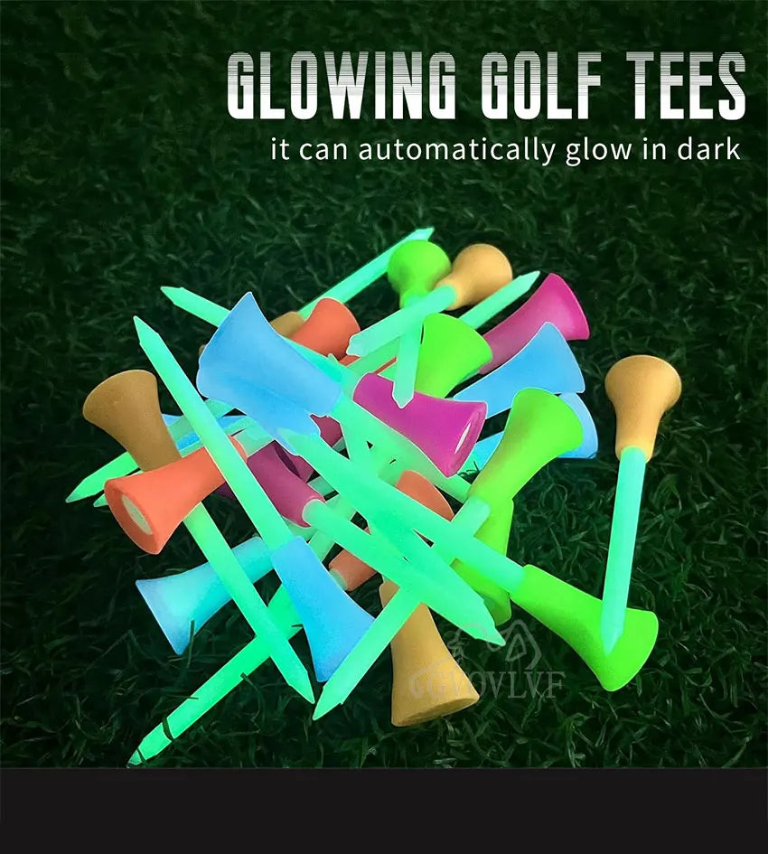 6-Pack Glowing Golf Tees – 3-1/4"(83mm) Rubber Top Tees