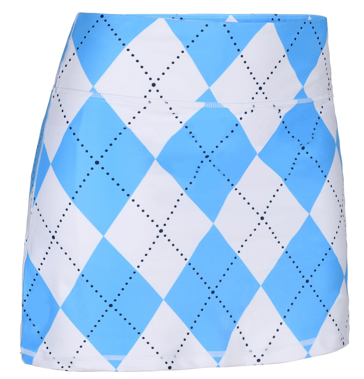 ReadyGOLF Classic Argyle Sky Blue & White women’s golf skort with sky blue and white argyle