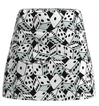 ReadyGOLF Tumbling Dice women’s golf skort with black and white dice