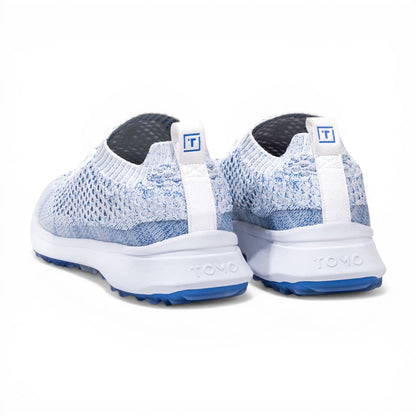 Tomo Bravo men's golf shoes in Sky Blue, rear view of the pair
