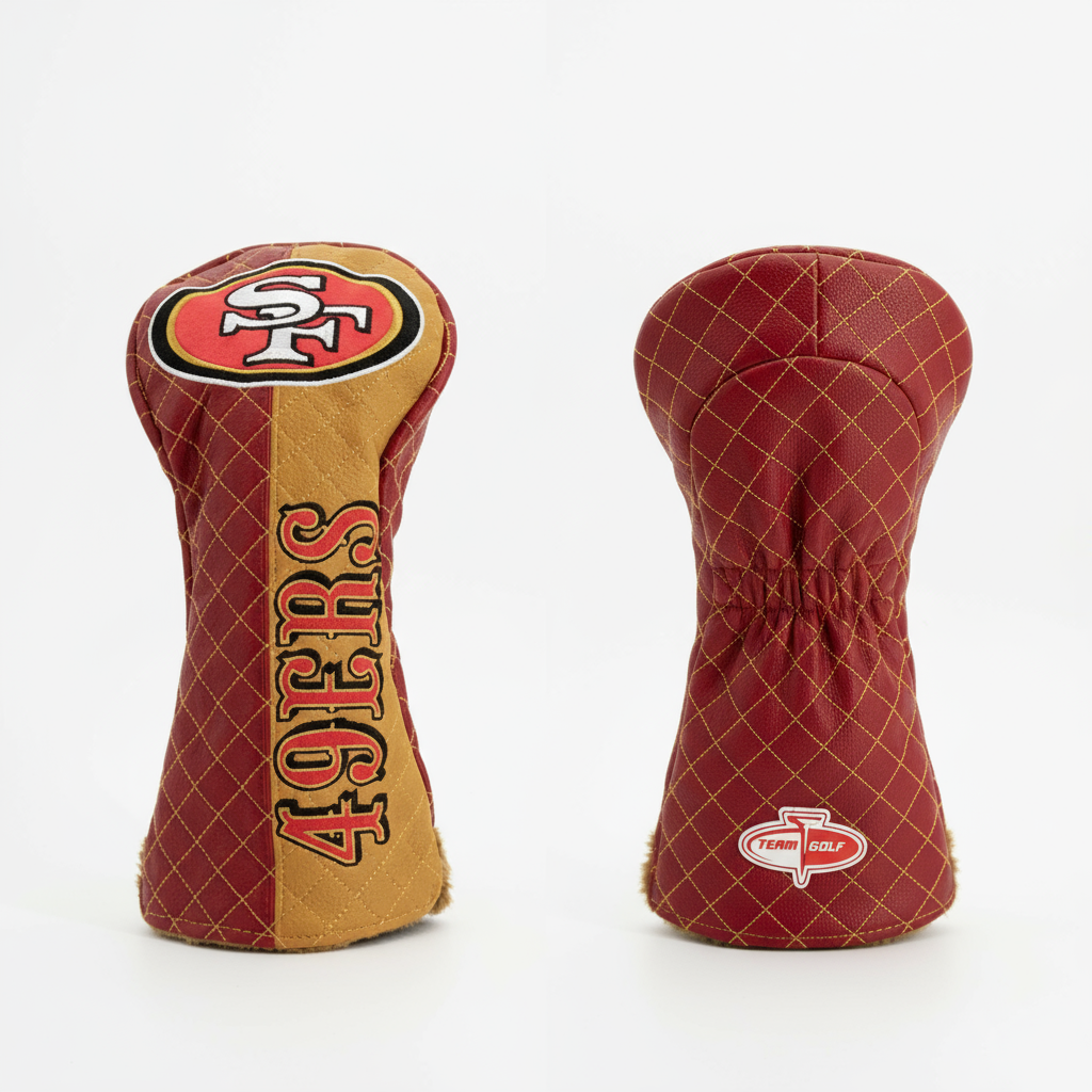 Two golf head covers with a San Francisco 49ers logo on a white background