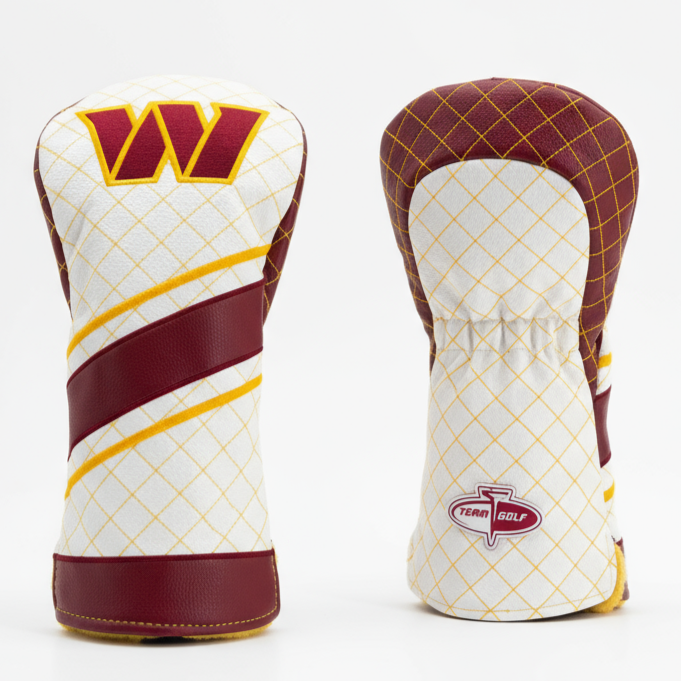 Two golf club head covers with a prominent 'W' logo on a white background