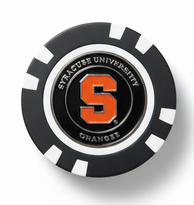 Golf ball marker with Syracuse University logo on a white background