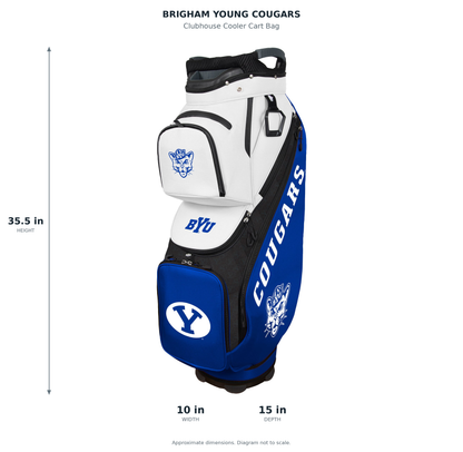Brigham Young Cougars Clubhouse Cooler Cart Bag - approximate dimensions: 35.5 inches high, 10 inches wide, 15 inches deep