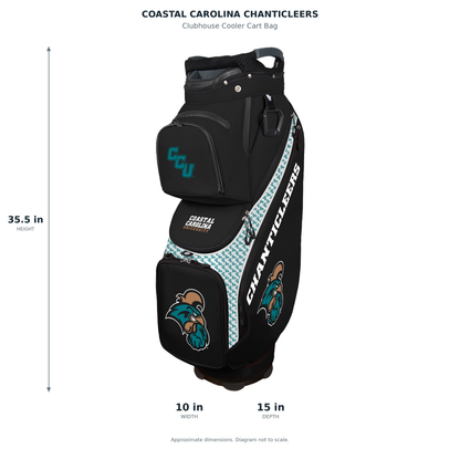 Coastal Carolina Chanticleers Clubhouse Cooler Cart Bag - approximate dimensions: 35.5 inches high, 10 inches wide, 15 inches deep