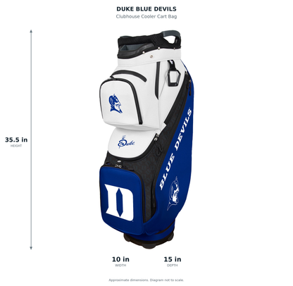 Duke Blue Devils Clubhouse Cooler Cart Bag - approximate dimensions: 35.5 inches high, 10 inches wide, 15 inches deep