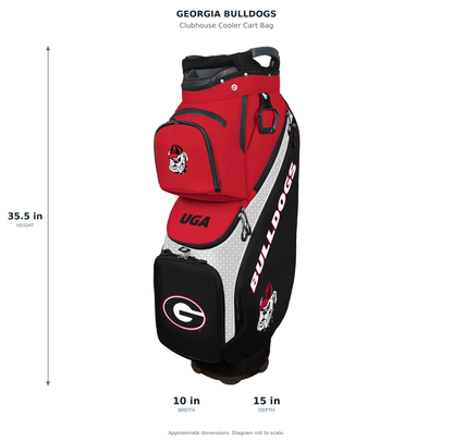 Georgia Bulldogs Clubhouse Cooler Cart Bag - approximate dimensions: 35.5 inches high, 10 inches wide, 15 inches deep