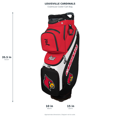 Louisville Cardinals Clubhouse Cooler Cart Bag - approximate dimensions: 35.5 inches high, 10 inches wide, 15 inches deep