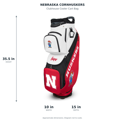 Nebraska Cornhuskers Clubhouse Cooler Cart Bag - approximate dimensions: 35.5 inches high, 10 inches wide, 15 inches deep