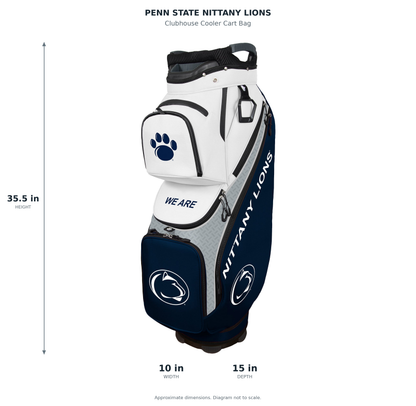 Penn State Nittany Lions Clubhouse Cooler Cart Bag - approximate dimensions: 35.5 inches high, 10 inches wide, 15 inches deep