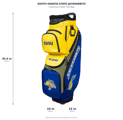 South Dakota State Jackrabbits Clubhouse Cooler Cart Bag - approximate dimensions: 35.5 inches high, 10 inches wide, 15 inches deep