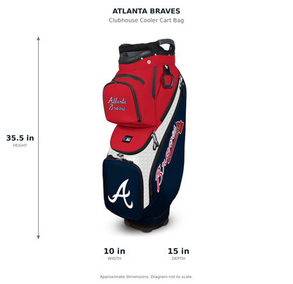 Atlanta Braves Clubhouse Cooler Cart Bag - approximate dimensions: 35.5 inches high, 10 inches wide, 15 inches deep