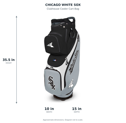 Chicago White Sox Clubhouse Cooler Cart Bag - approximate dimensions: 35.5 inches high, 10 inches wide, 15 inches deep