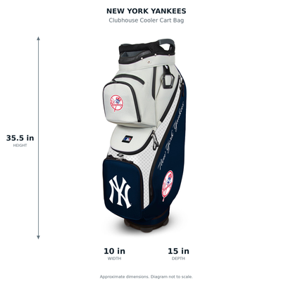 New York Yankees Clubhouse Cooler Cart Bag - approximate dimensions: 35.5 inches high, 10 inches wide, 15 inches deep