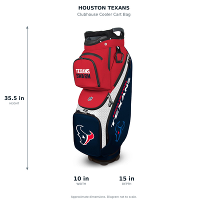 Houston Texans Clubhouse Cooler Cart Bag - approximate dimensions: 35.5 inches high, 10 inches wide, 15 inches deep