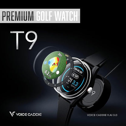 Voice Caddie T9 manufacturer graphic showing watch features
