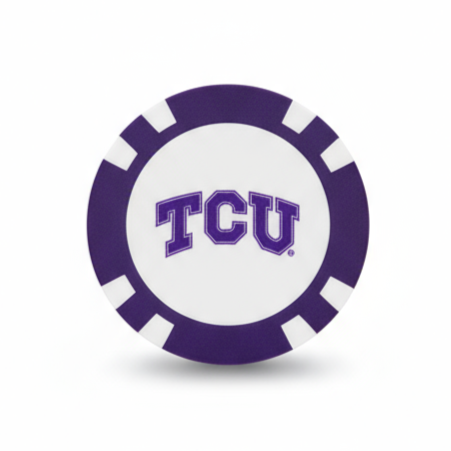 Purple and white logo with 'TCU' text on a white background