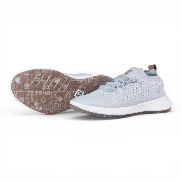 Tomo Bravo women's golf shoes in Frost Grey, pair showing the side and outsole