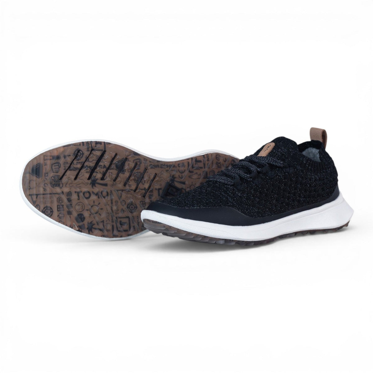 Tomo Bravo men's golf shoes in Ink Black, pair showing the side and outsole
