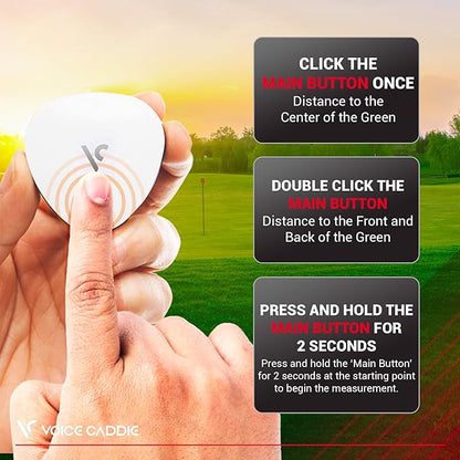 VC300SE button-operation guide for yardages and shot-distance measurement
