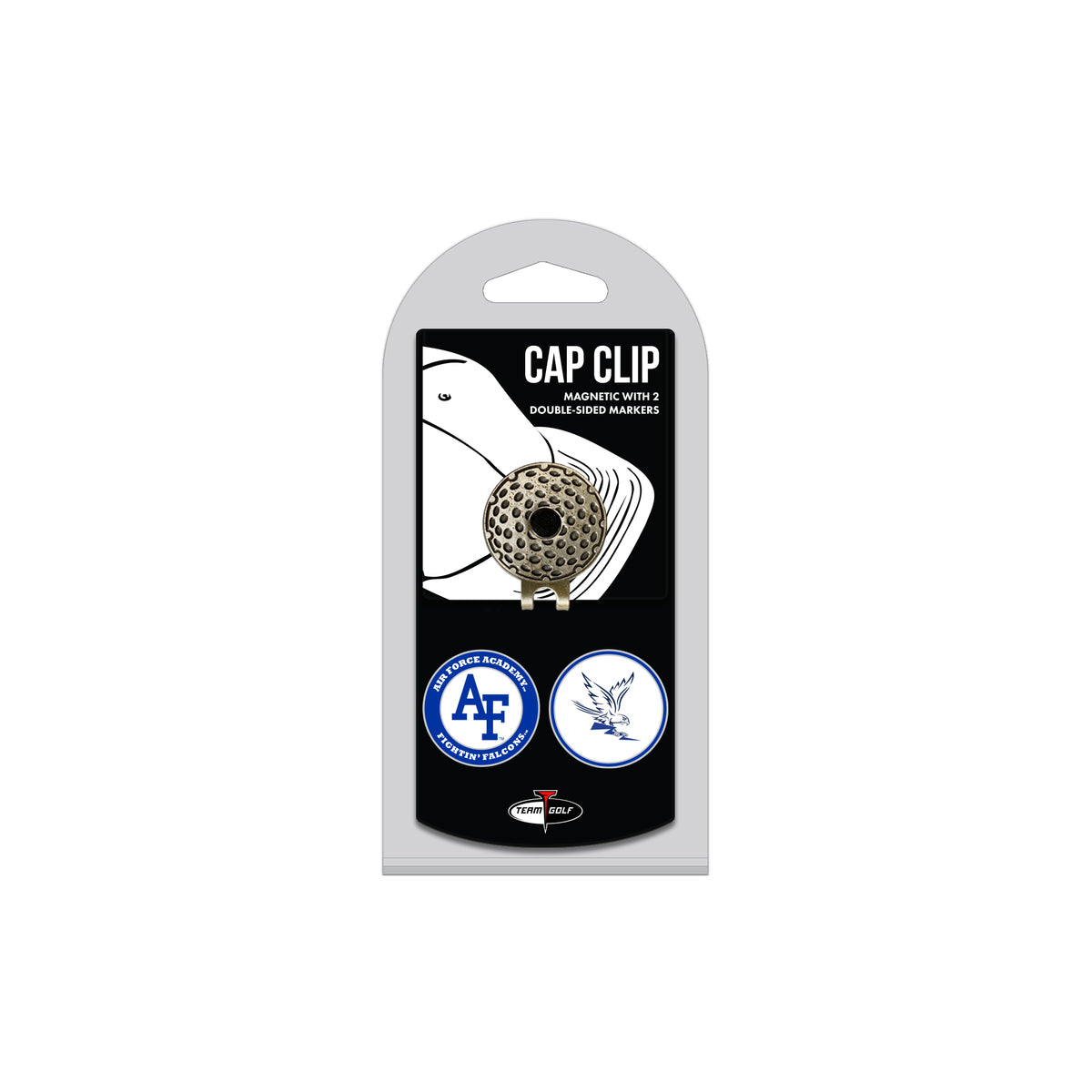 Air Force hat clip with two golf ball markers