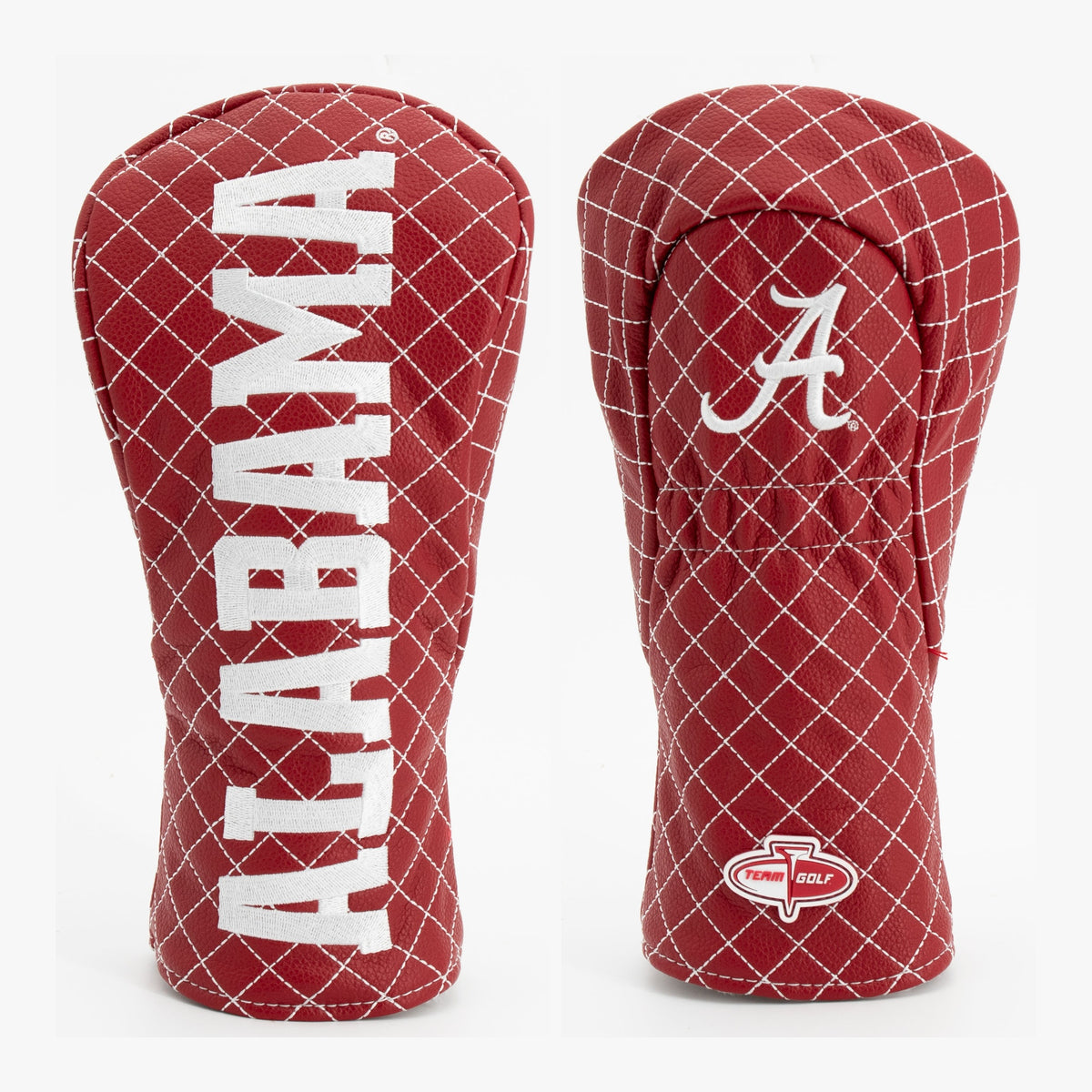 Alabama Crimson Tide Solid Quilted Fairway Headcover, front and back views