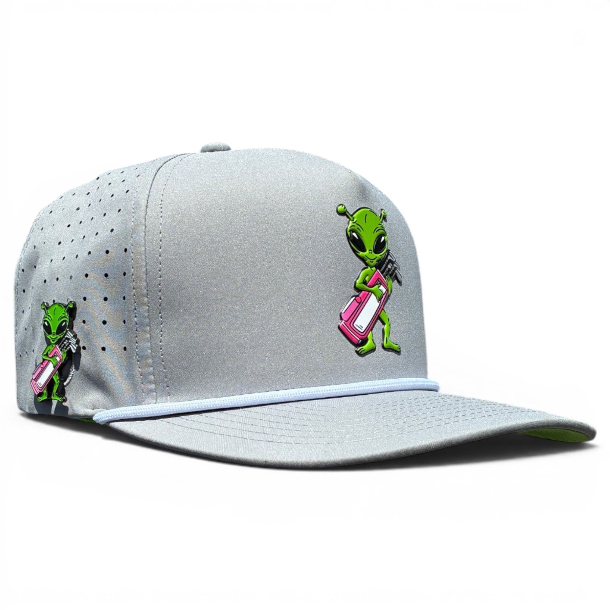 Alien Caddy Golf Hat | Snapback Cap | Built-in Magnetic Ball Marker Holder + Marker Included | Adjustable Gray Alien - Club Rehab