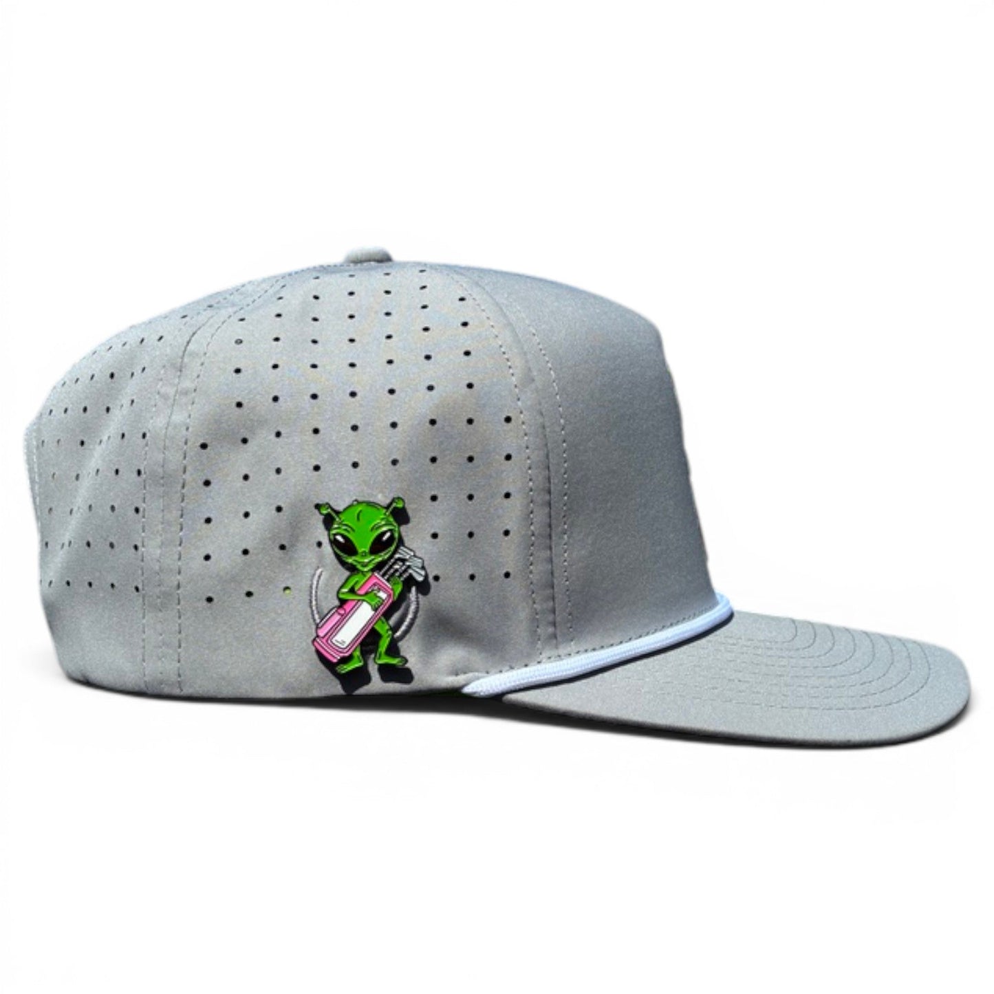 Alien Caddy Golf Hat | Snapback Cap | Built-in Magnetic Ball Marker Holder + Marker Included | Adjustable Gray Alien - Club Rehab