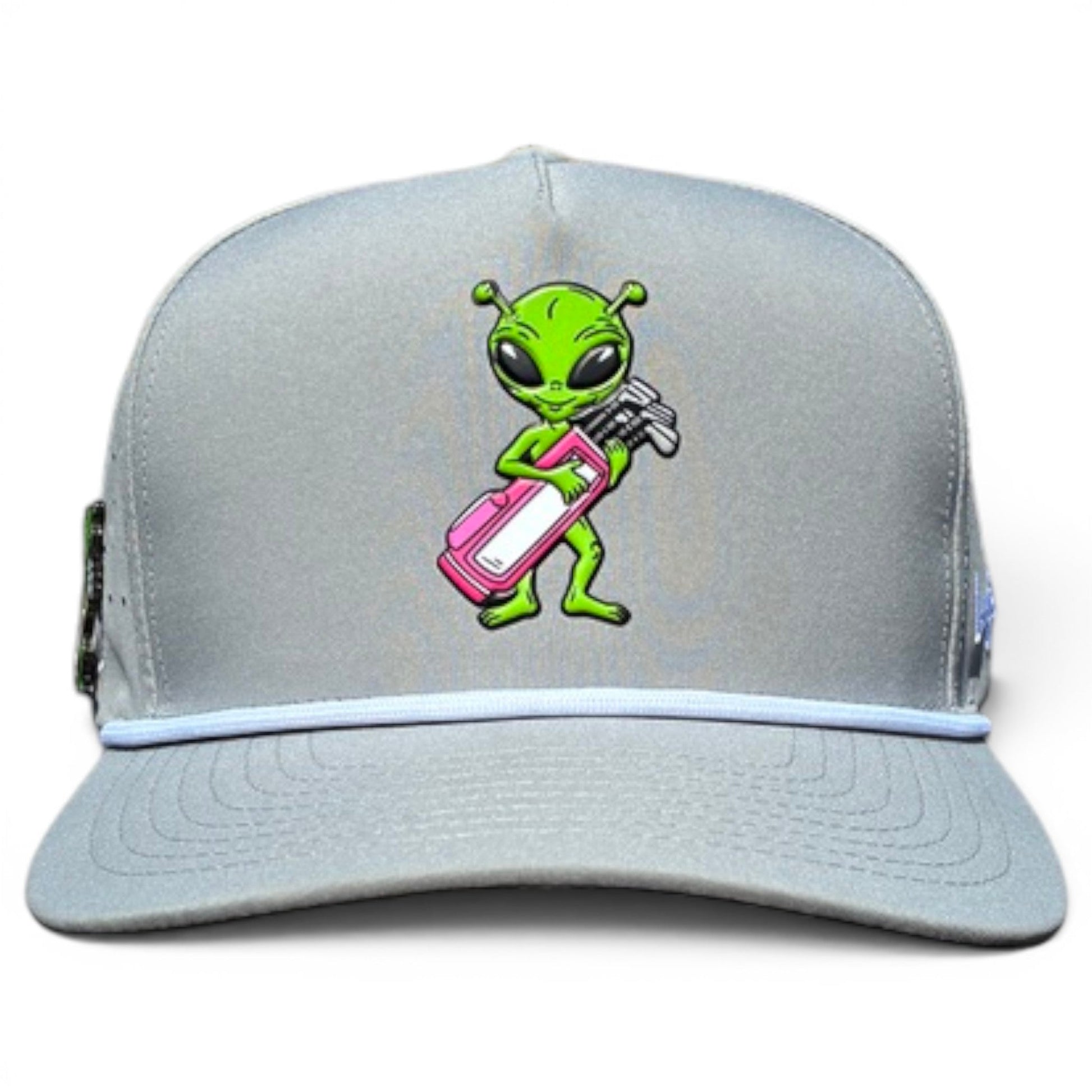 Alien Caddy Golf Hat | Snapback Cap | Built-in Magnetic Ball Marker Holder + Marker Included | Adjustable Gray Alien - Club Rehab