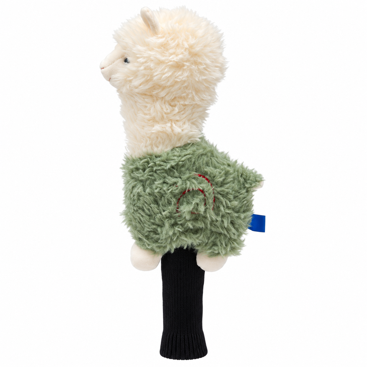 Green alpaca plush blade putter headcover, left side