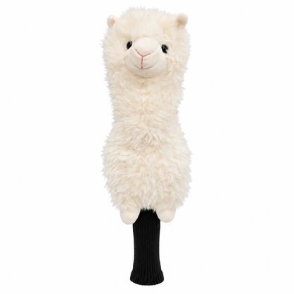 White alpaca plush blade putter headcover, front