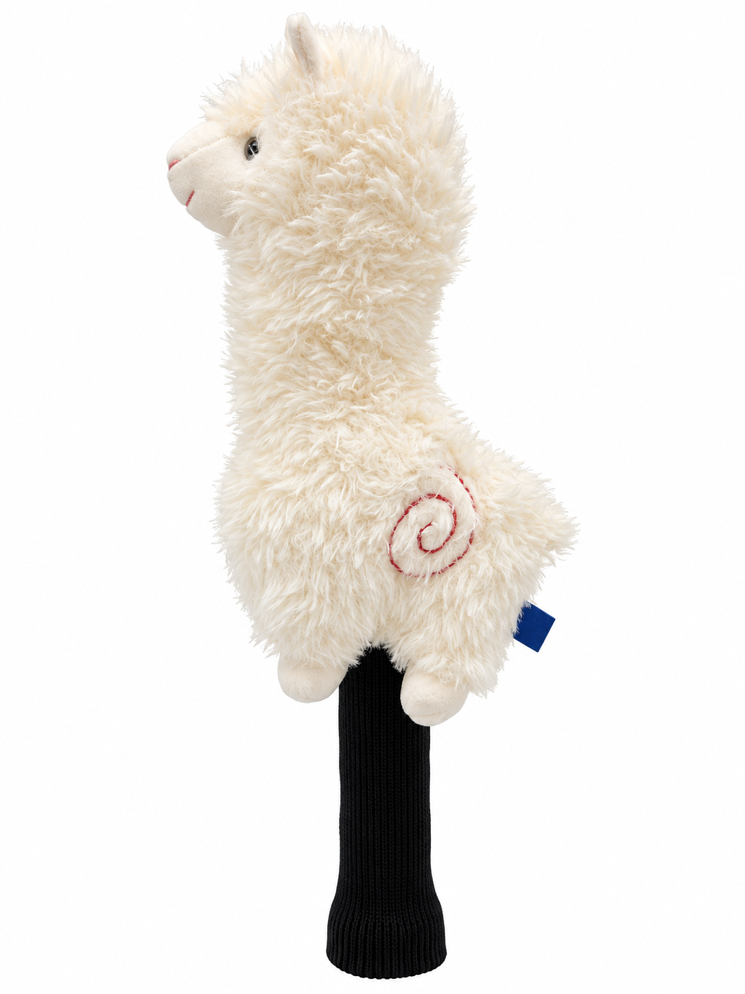 White alpaca plush blade putter headcover, left side