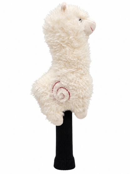 White alpaca plush blade putter headcover, right side