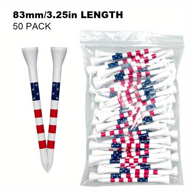 American Flag Style Bamboo Golf Tees - 50 pcs - Club Rehab - Wood Tee3.27 inches (83mm)45376798294208